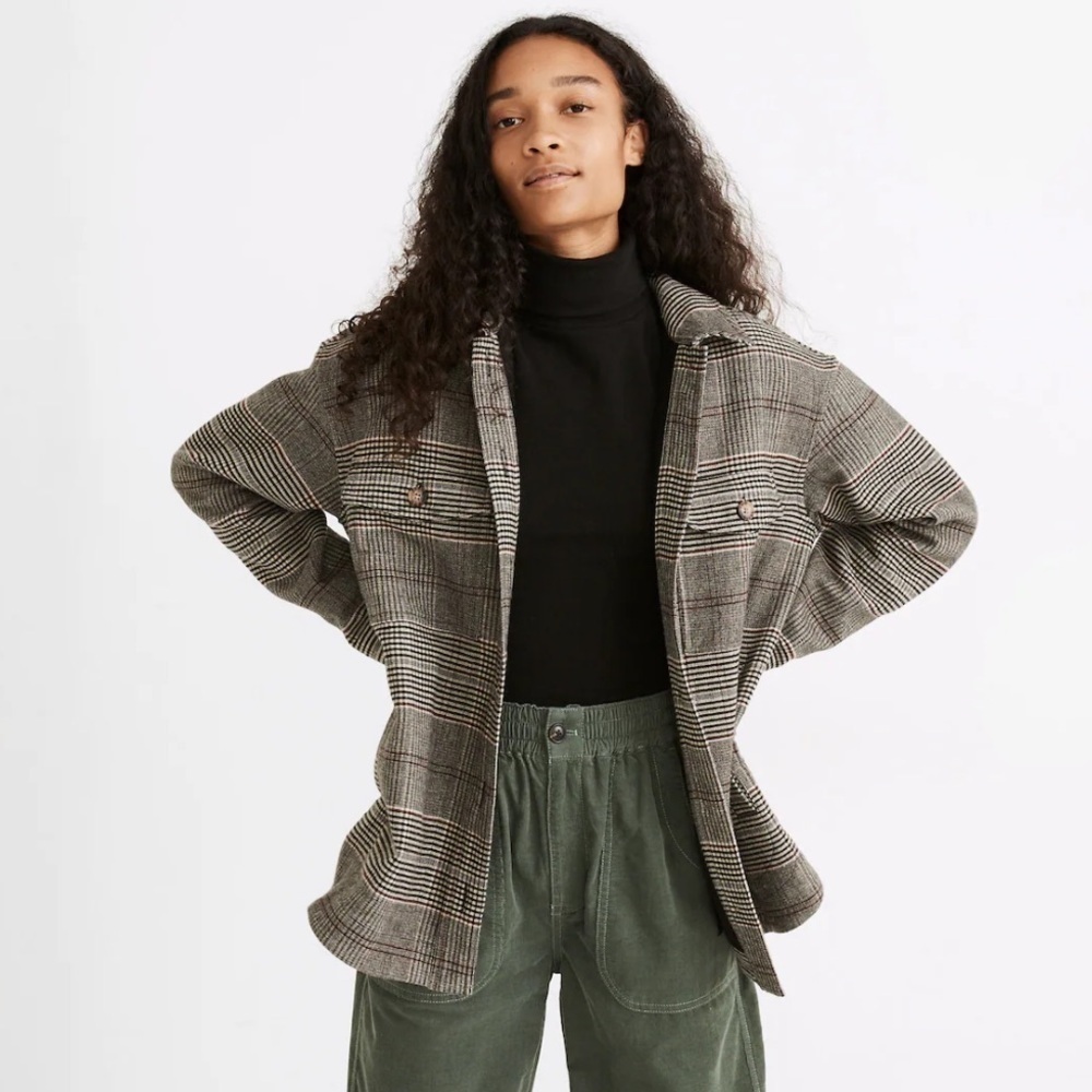 Madewell Bonded Flannel Shirt Jacket Shacket Cohancy Plaid Small Heritage
